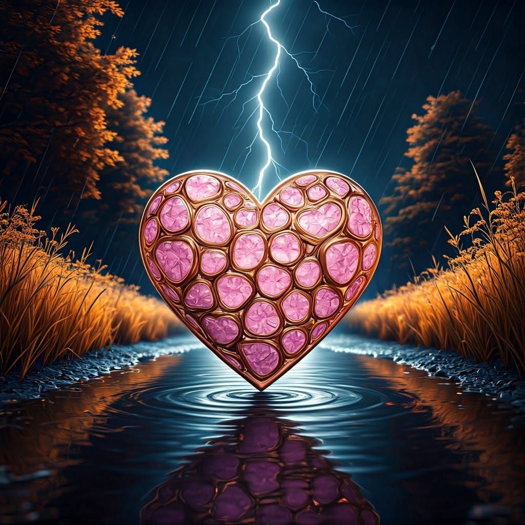 Rose Gold Heart in Autumn Thunderstorm