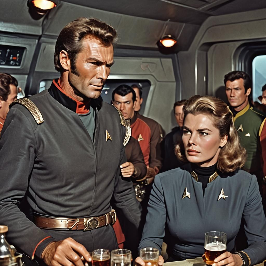 Ingrid Bergman and Clint Eastwood in Star Trek Klingon Scene
