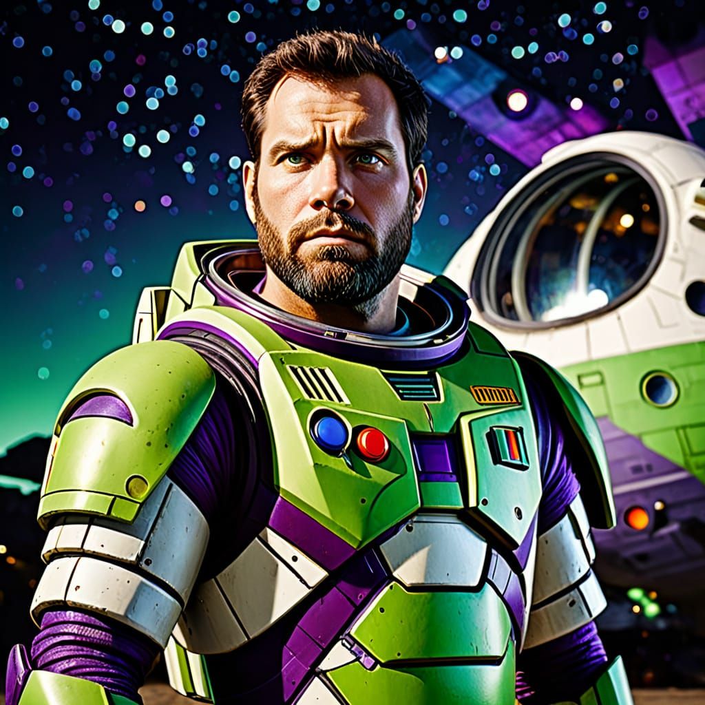 Heroic Space Ranger in Epic Cinematic Portrait