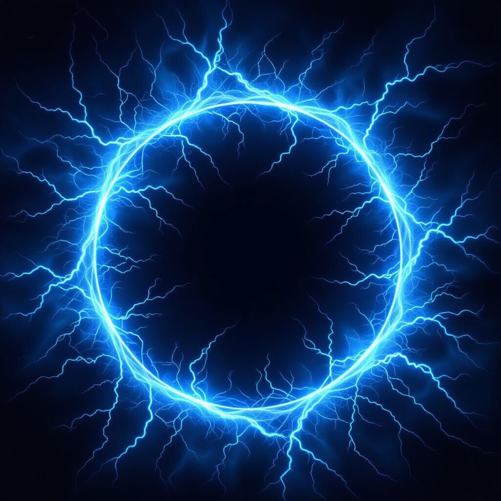 Arc of Blue Energy on Black Background