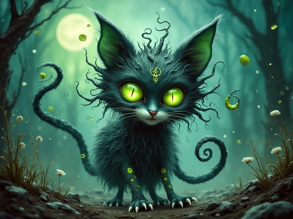 a beautiful zombiecore eldritch fantasycore cat <lora:SybilT...