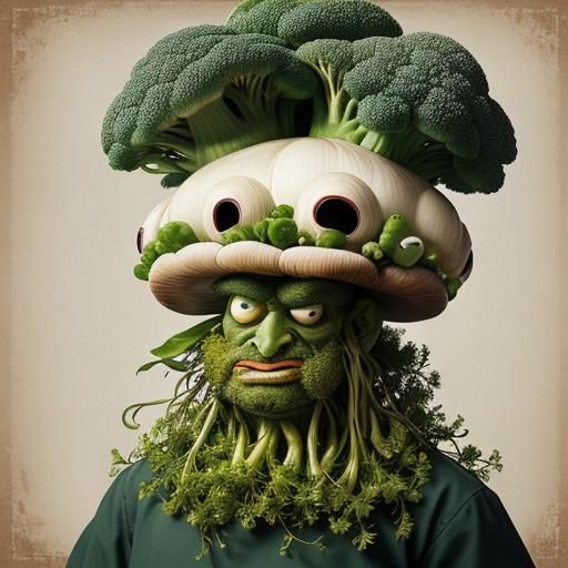 Surreal Man with Vegetable Head as Digital Art