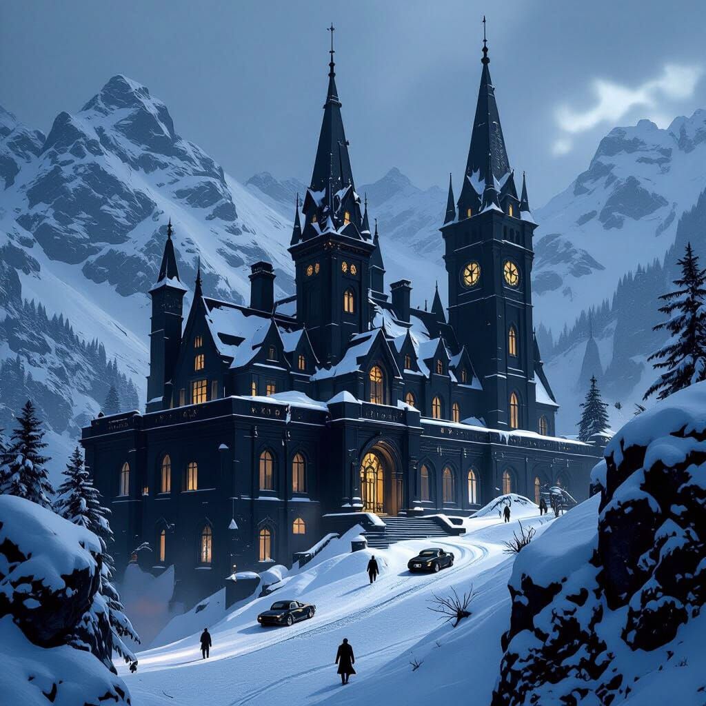 Secret Service Lair in Swiss Alps, Gotham Style