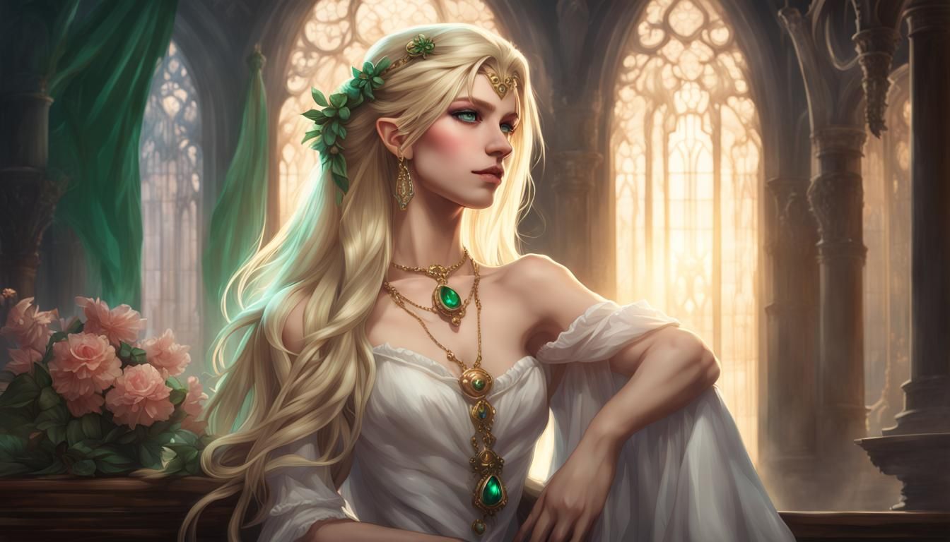 Gorgeous Elf Princess in Victorian Dress, Hyperdetailed Art