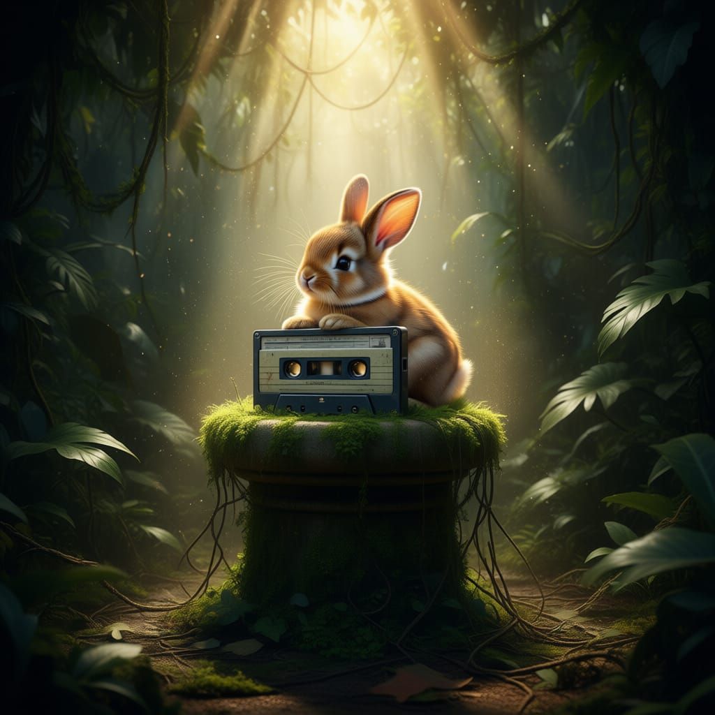 Forgotten Cassette Player in Overgrown Jungle