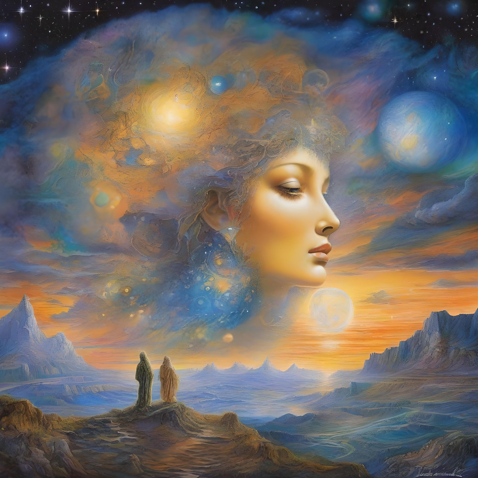 Galactic Moonscape in Hyperrealistic Gothic Art Style