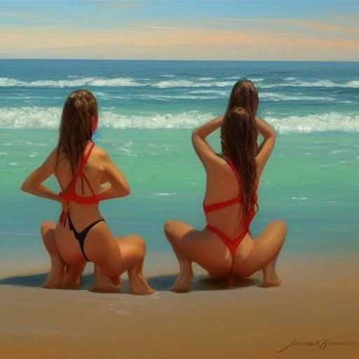 Girls in Bikinis: An Oil Painting