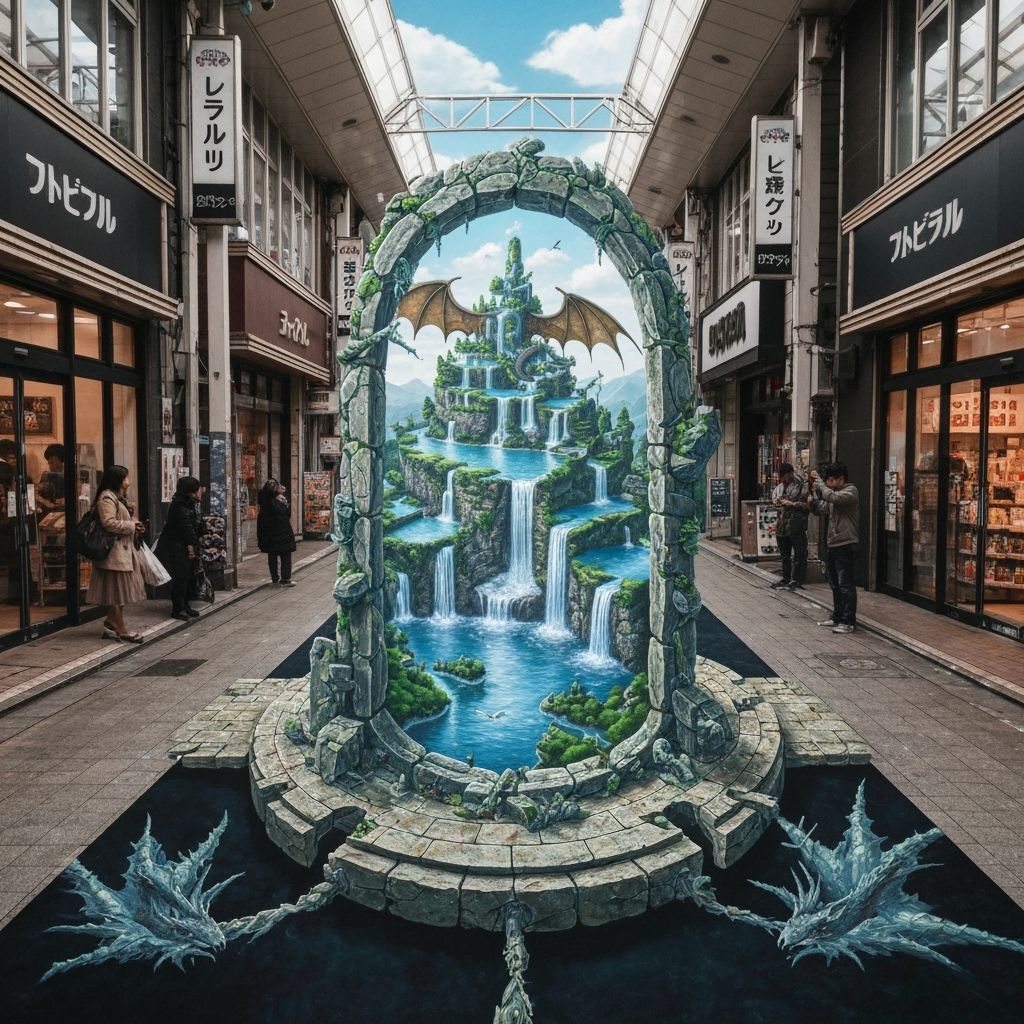 Optical Illusion Street Art: Dragon Portal