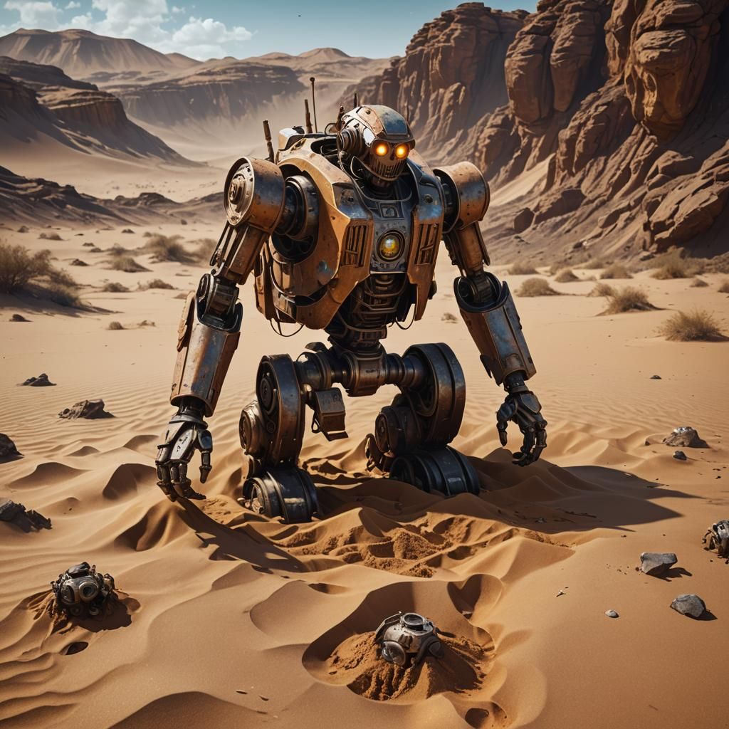Desert Robot: Detailed Matte Painting in 8K