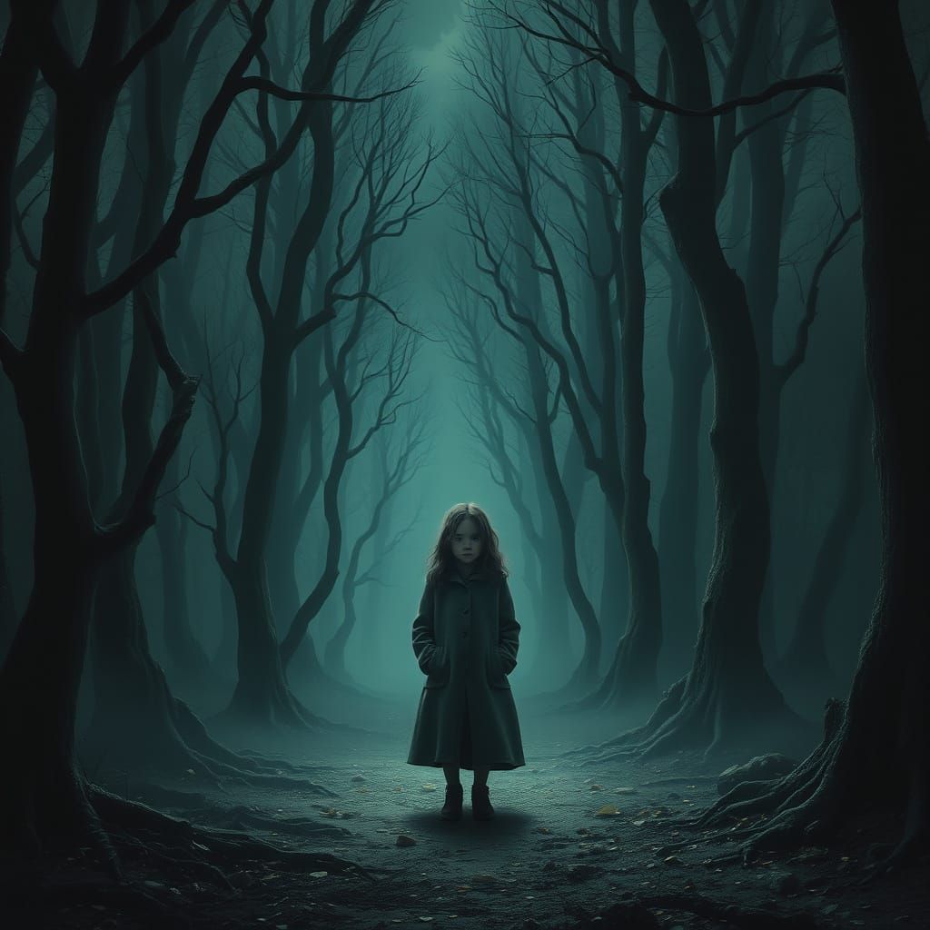Gothic Horror: Little Girl in Eerie Forest