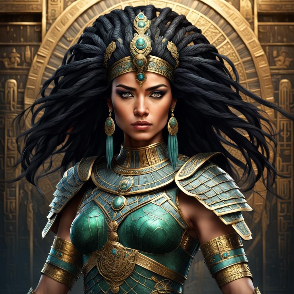 Stunning Female Warrior in Egyptian Armor