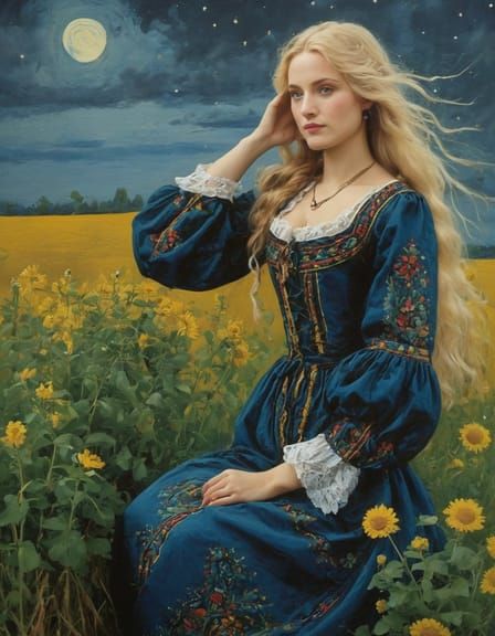 Slavic Girl in Harmony with Nature