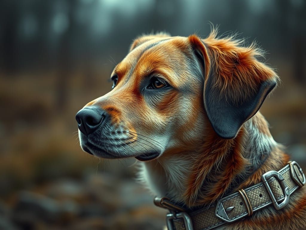 Hyperrealistic Dog Portrait in Cinematic HDR Style