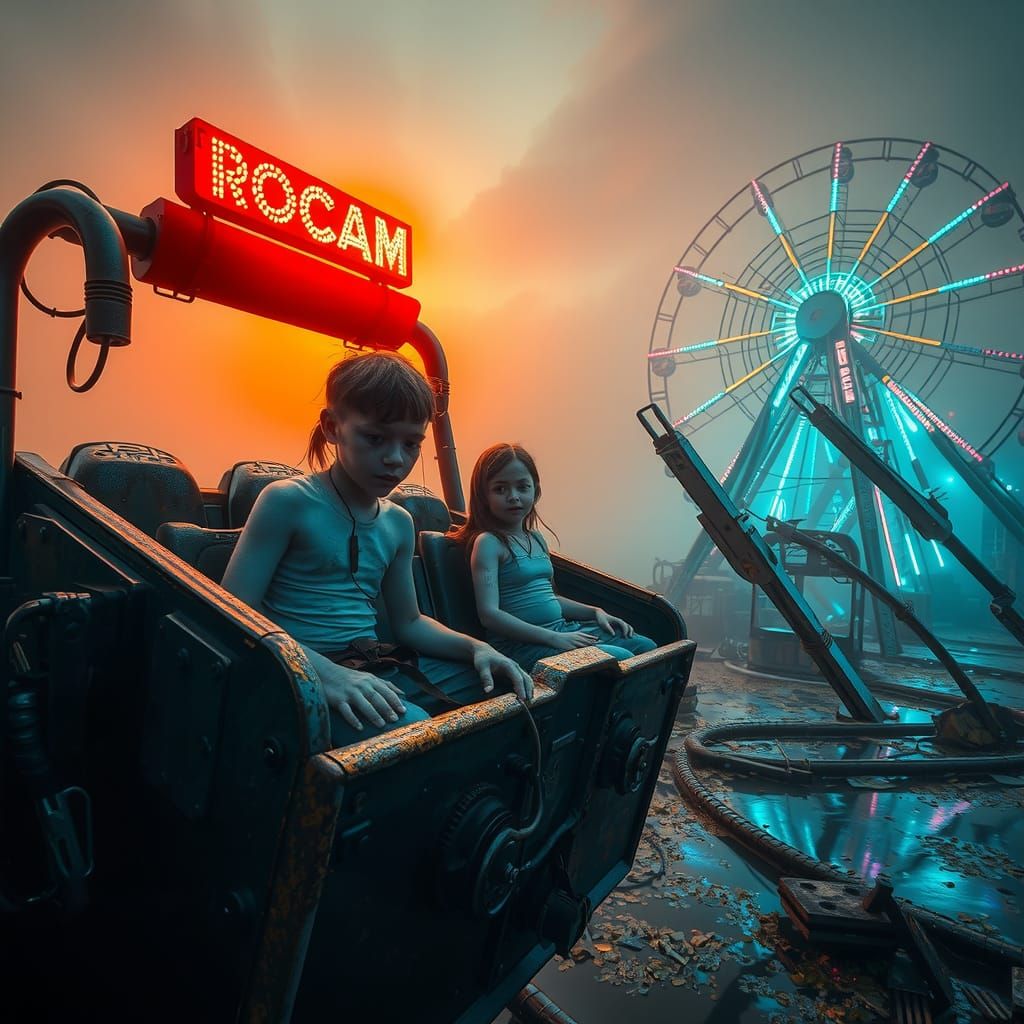 Cybernetic Children in Dystopian Amusement Park