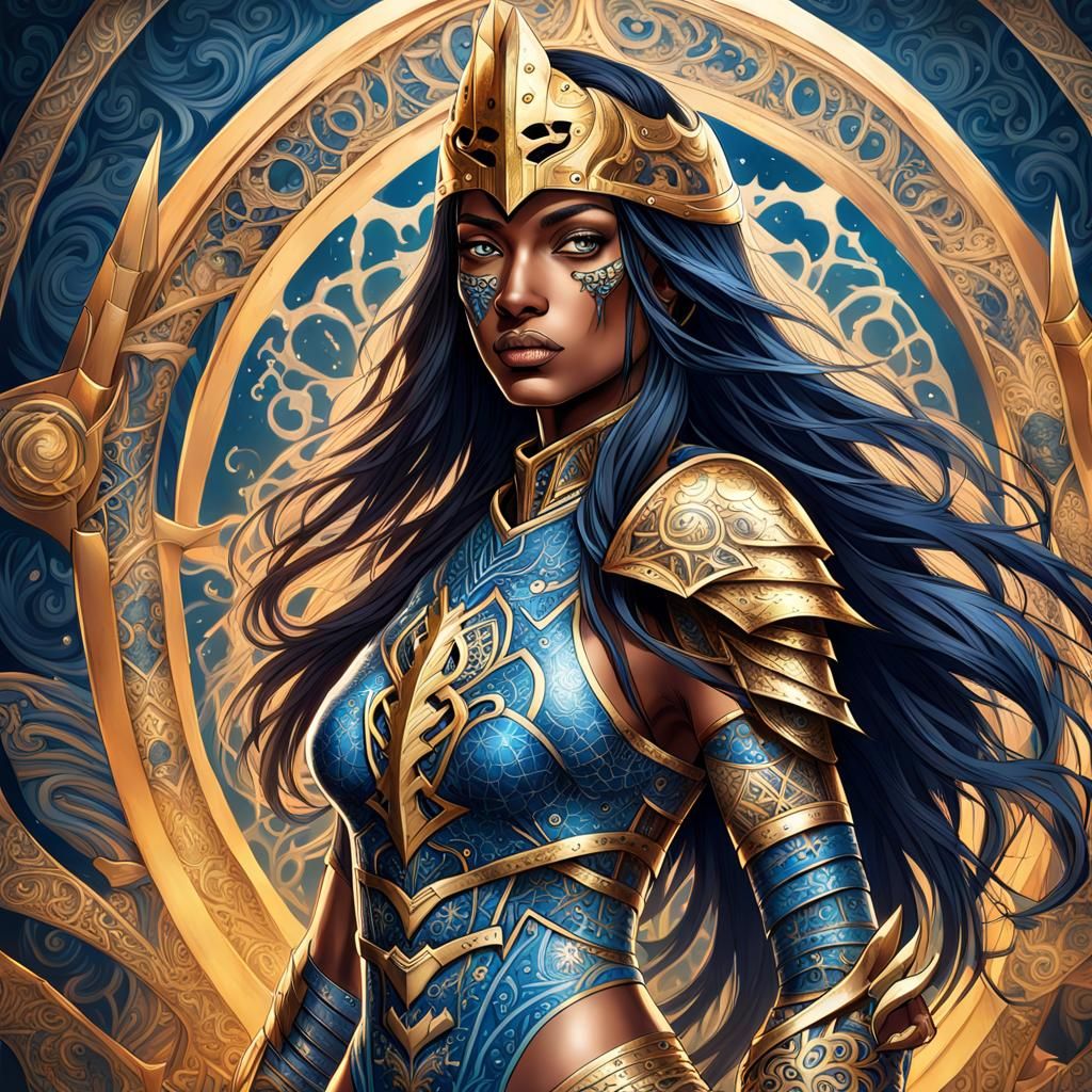 Priestess in Bone Armor with Intricate Tattoos