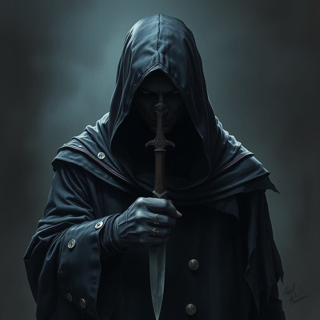 Dark Fantasy Assassin in Shadows