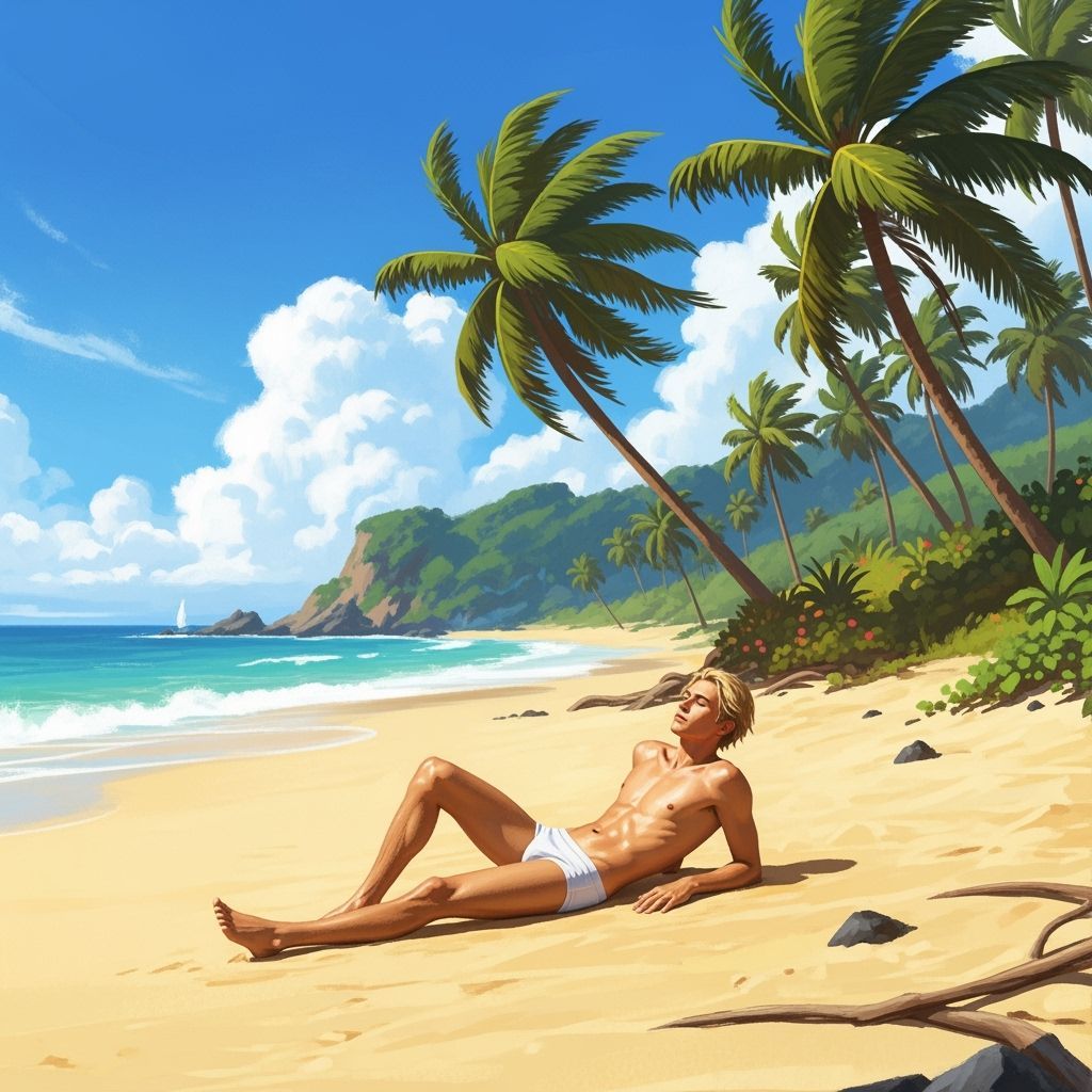 Tropical Beach Scene in Atmospheric Impressionist Style