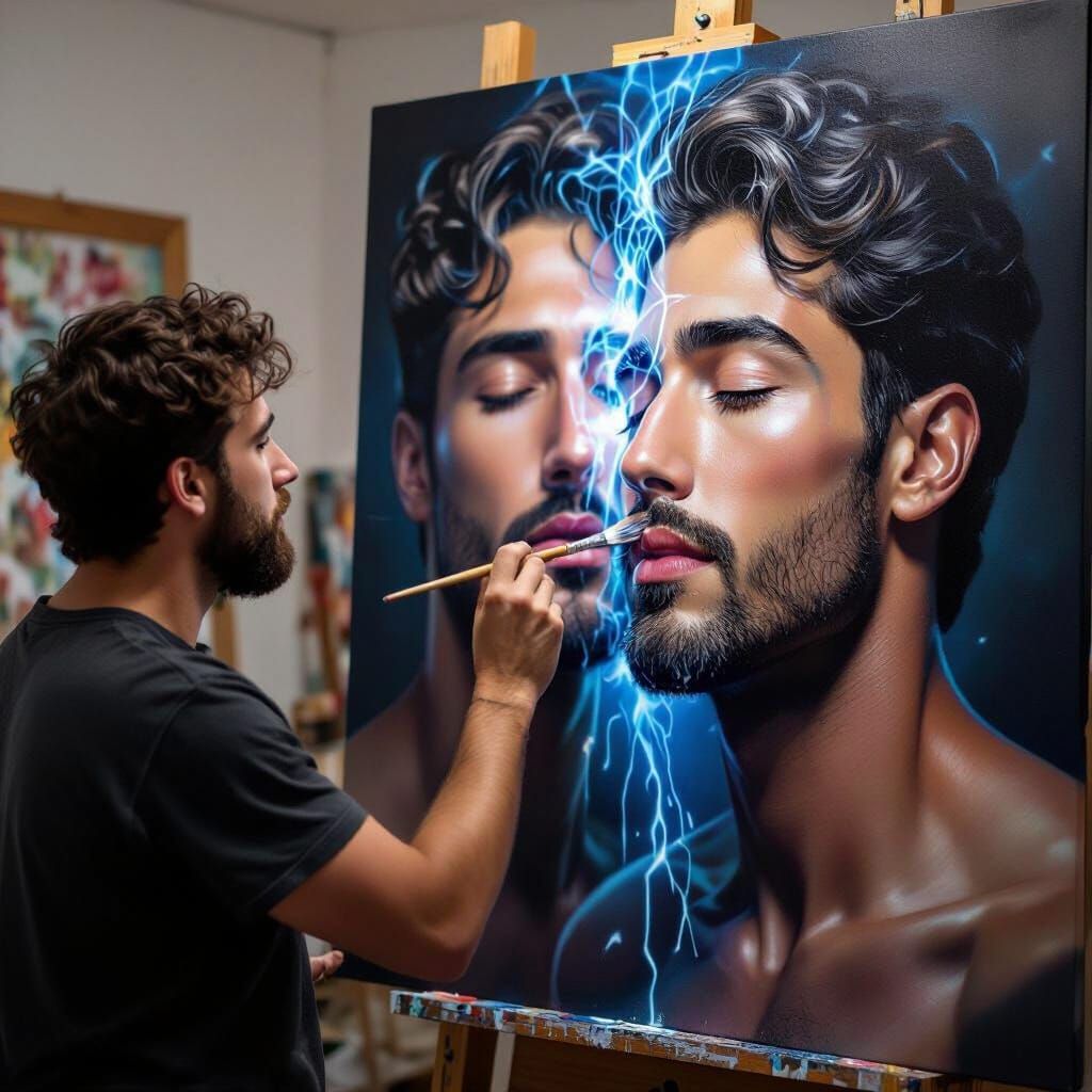 Artist Paints Living Sculpture with Plasma Brush