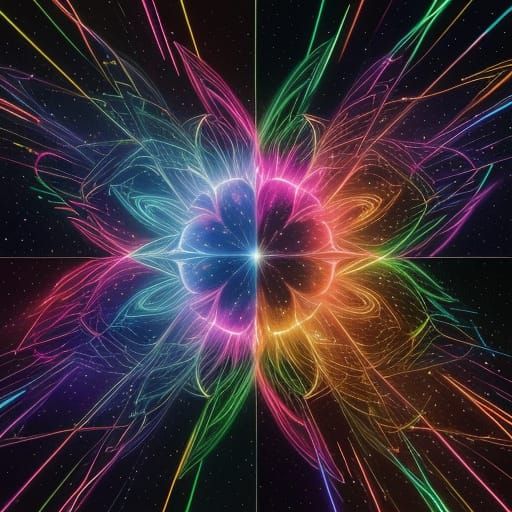 A mesmerizing psychedelic light artwork of teddy bears compo...