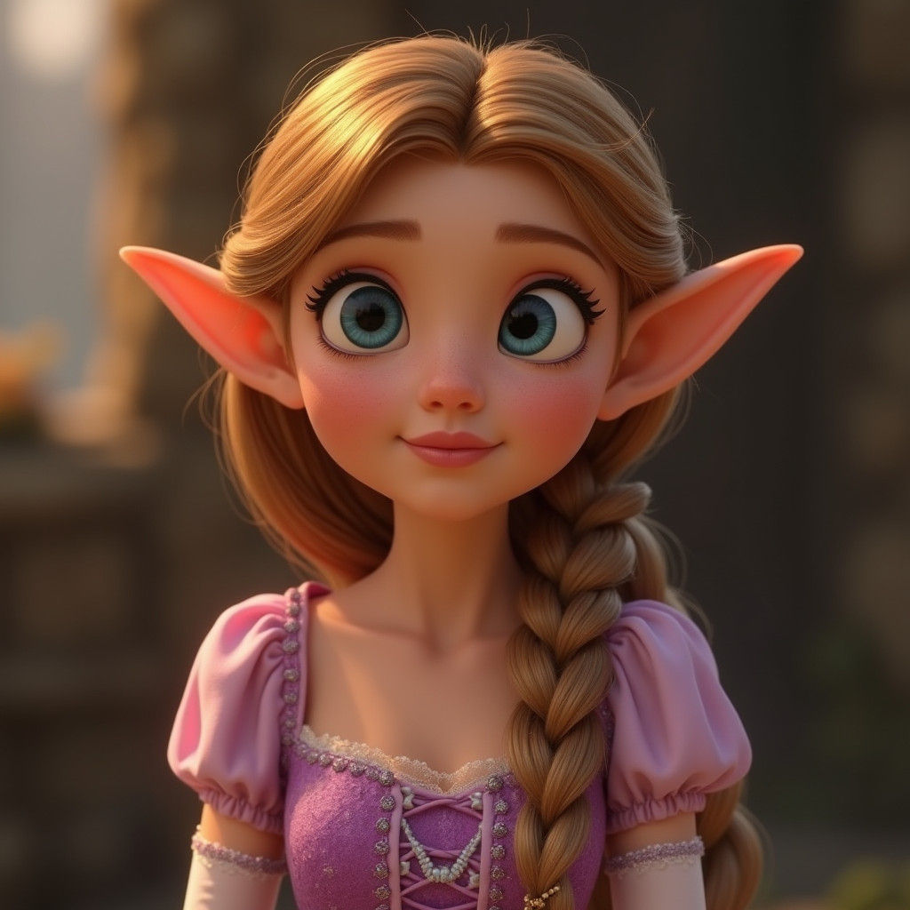 Enchanted Woodland Elf with Tangled Brown Hair