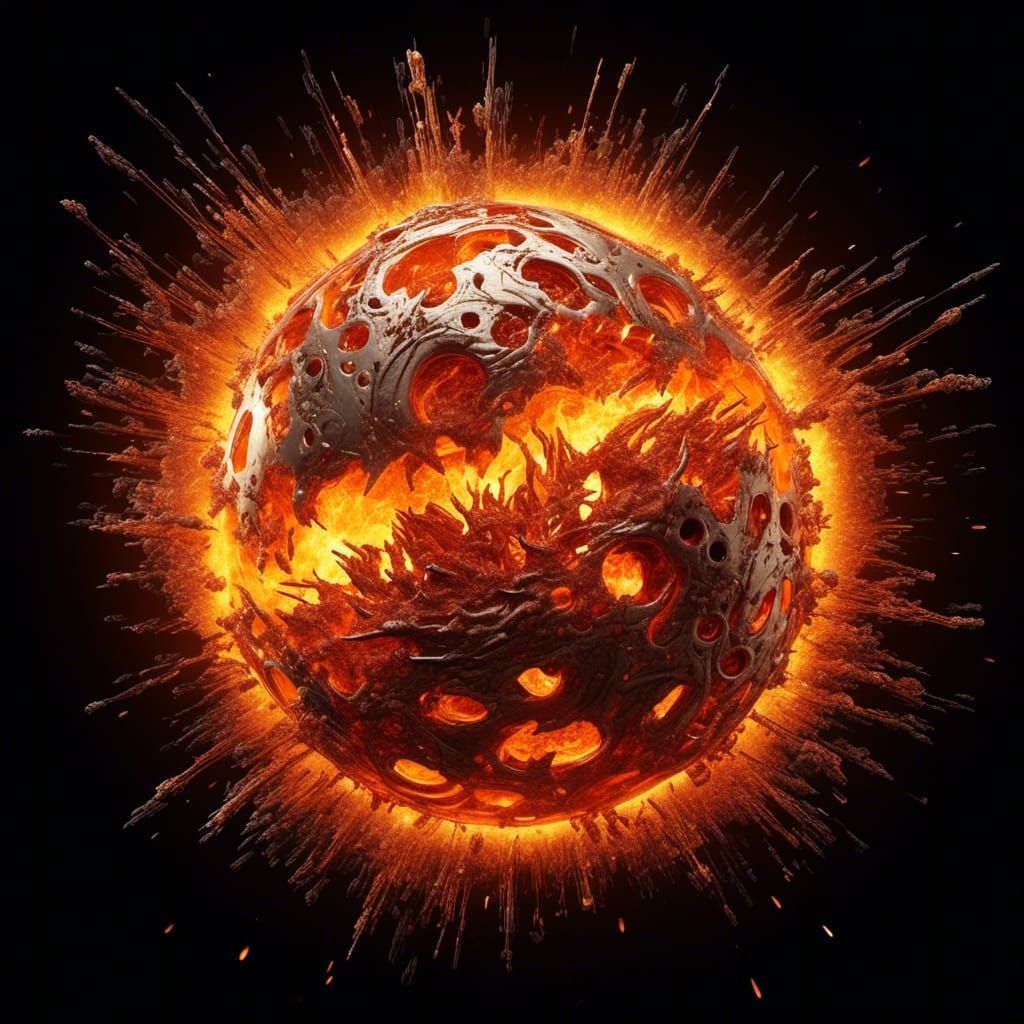 Dramatic Molten Metal Planet in Fiery 3D Rendering
