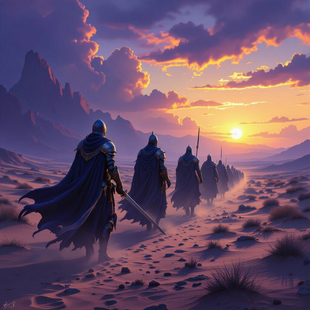 Crusaders Seek Divine Guidance in Desert Twilight