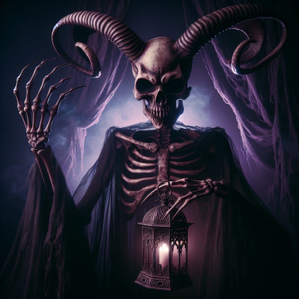 Gothic Skeleton Encounter in Dark Witchcore Ambiance