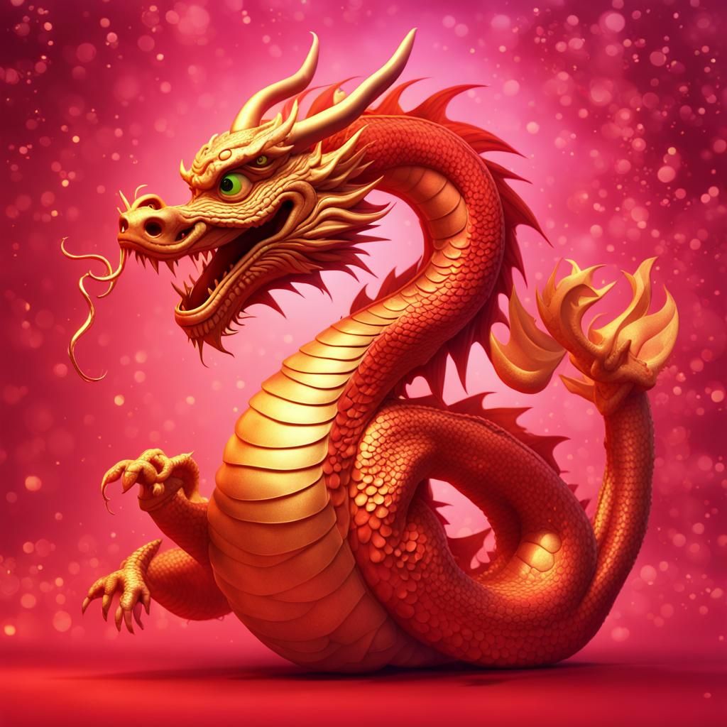 Festive Year of the Dragon 2024 Card in 3D