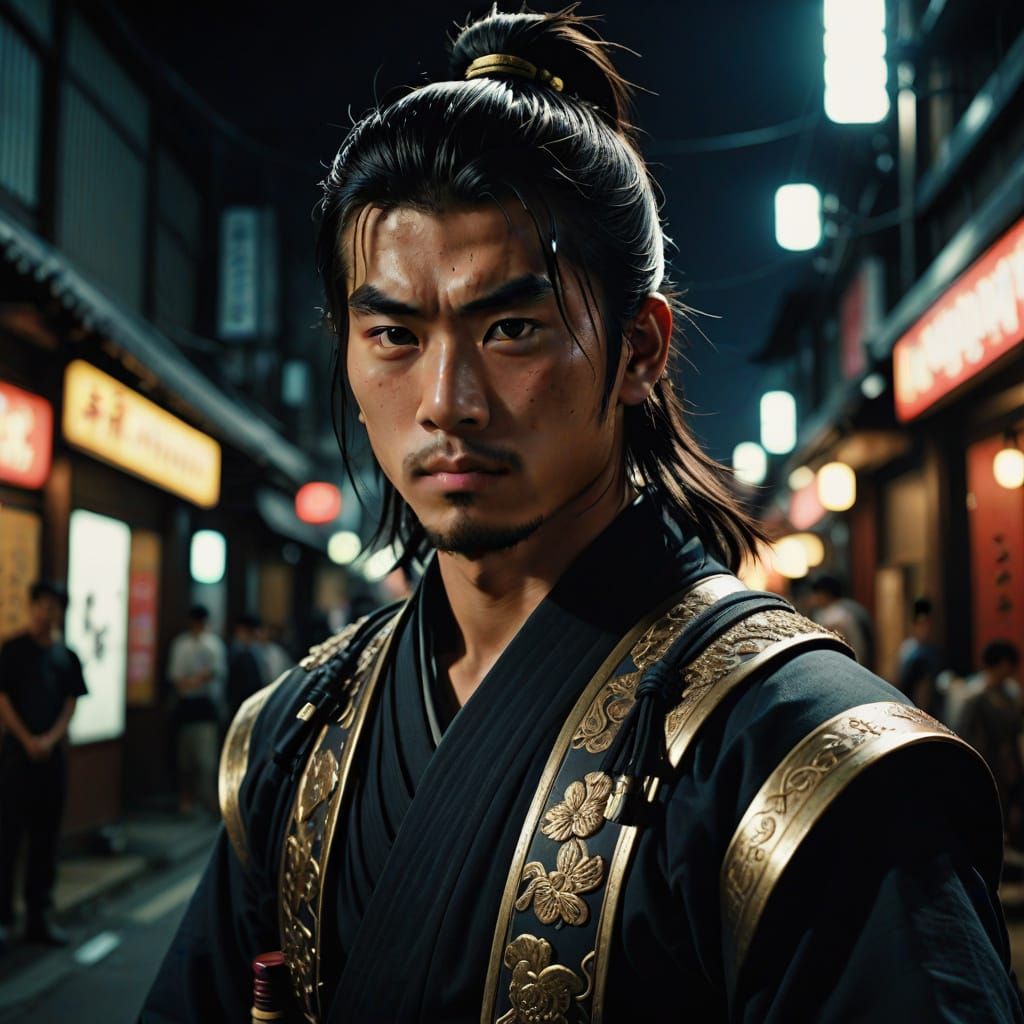 Japanese Vigilante Superhero in Samurai Armor