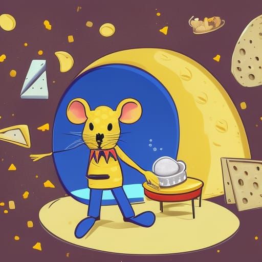 Mouse Astronaut on Moon Made of Cheese