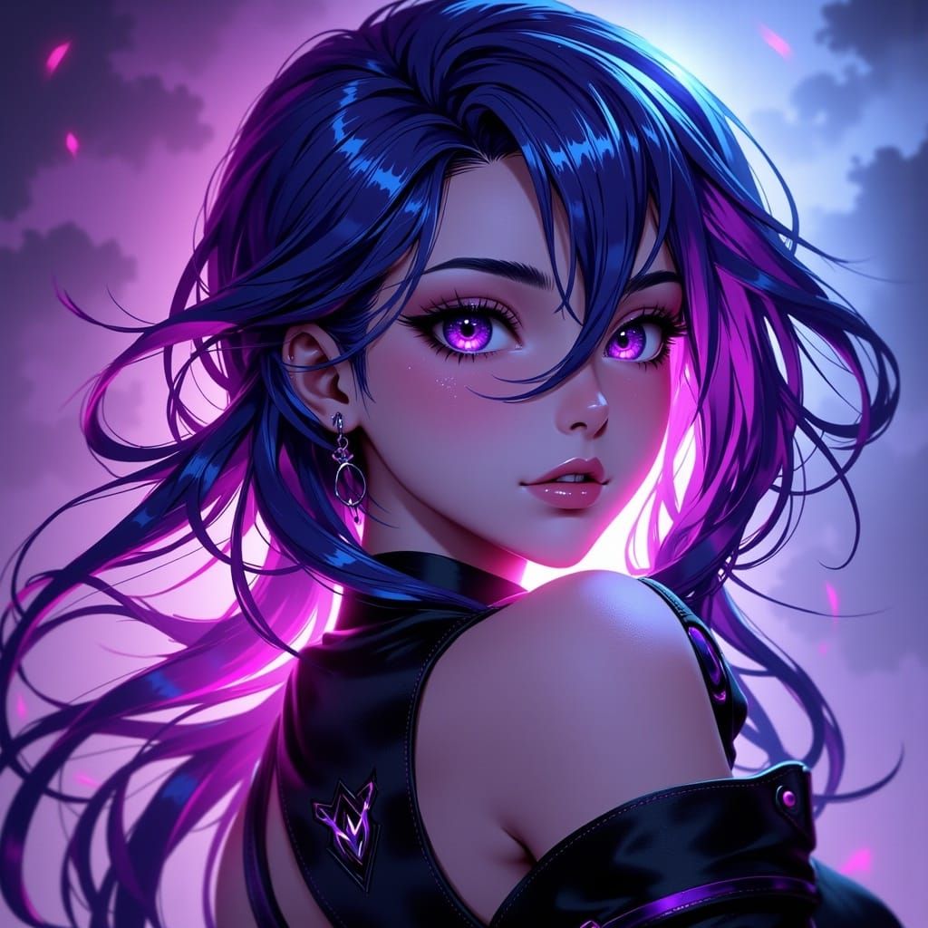 Mystical Anime Woman in Ethereal Smoky Landscape