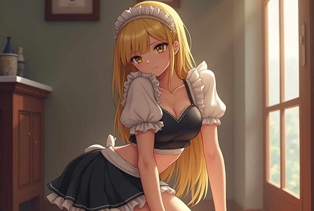 Anime Maid with Captivating Eyes and Dynamic Lighting