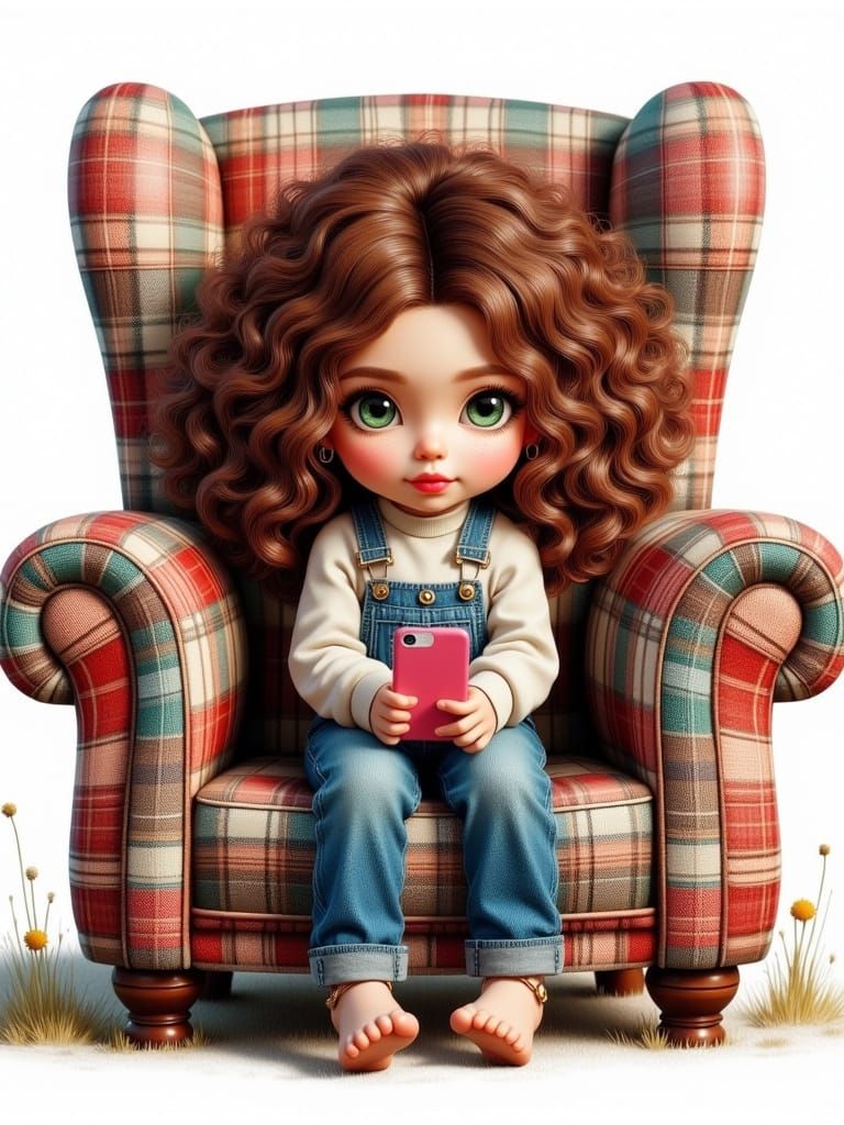 Whimsical Girl Takes Selfie in 3D Style