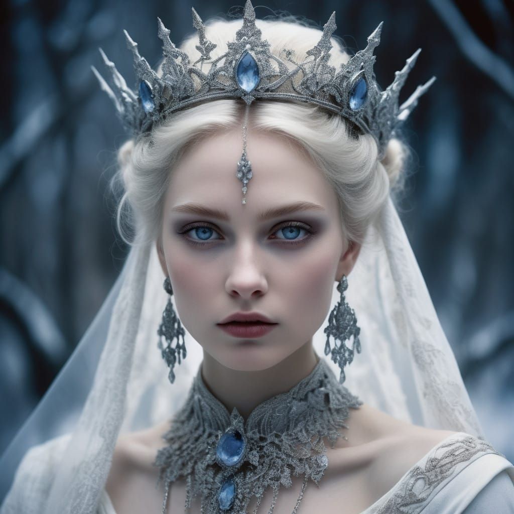 Regal Platinum Blonde Queen in Winter Wonderland