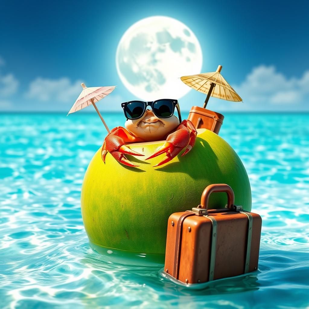 Coconut Crab Vacation on Tropical Sea