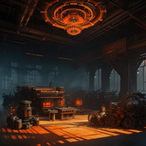 Industrial Forge Interior with Dynamic Lighting
