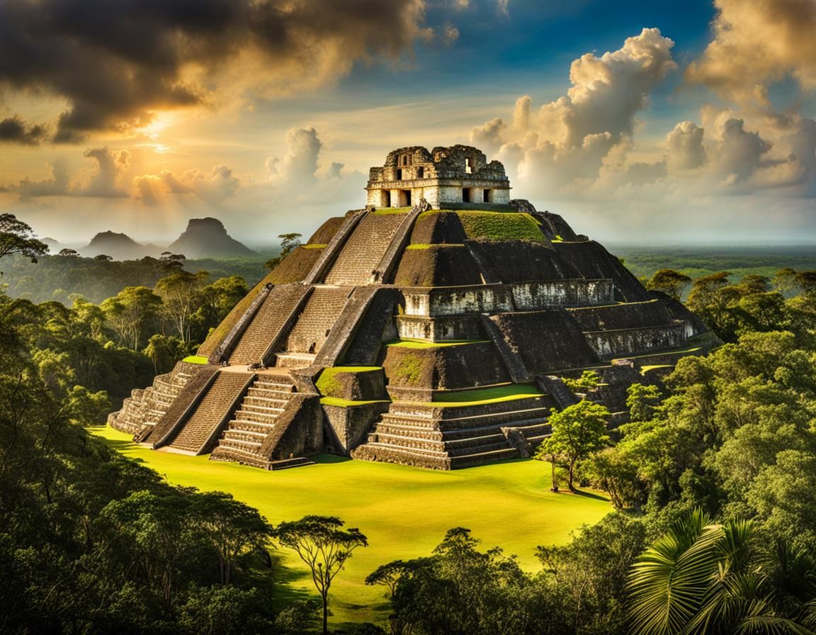 Mayan Ruins of Xunantunich in Impasto Style