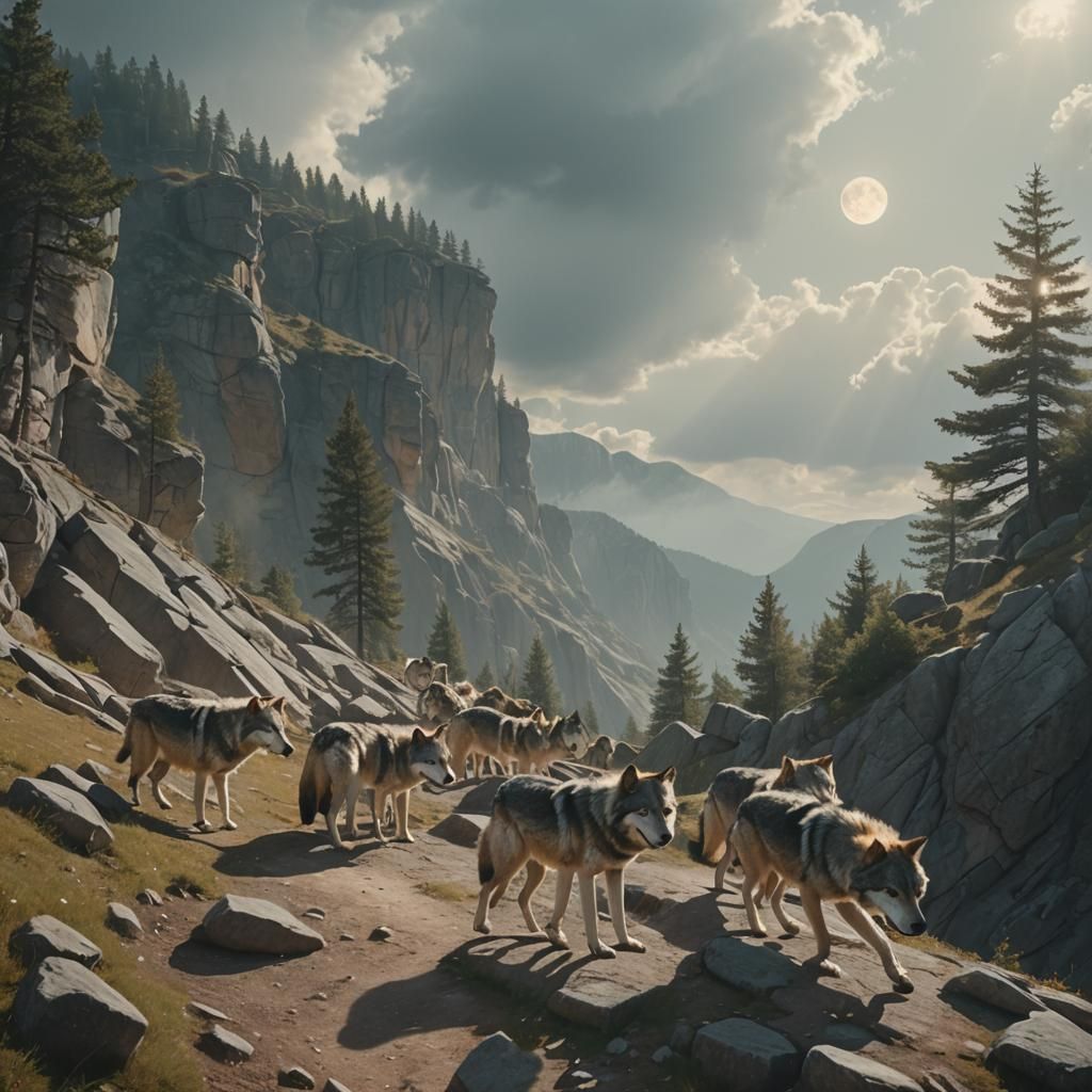 Wolf Pack at Cliffside in Divine Light