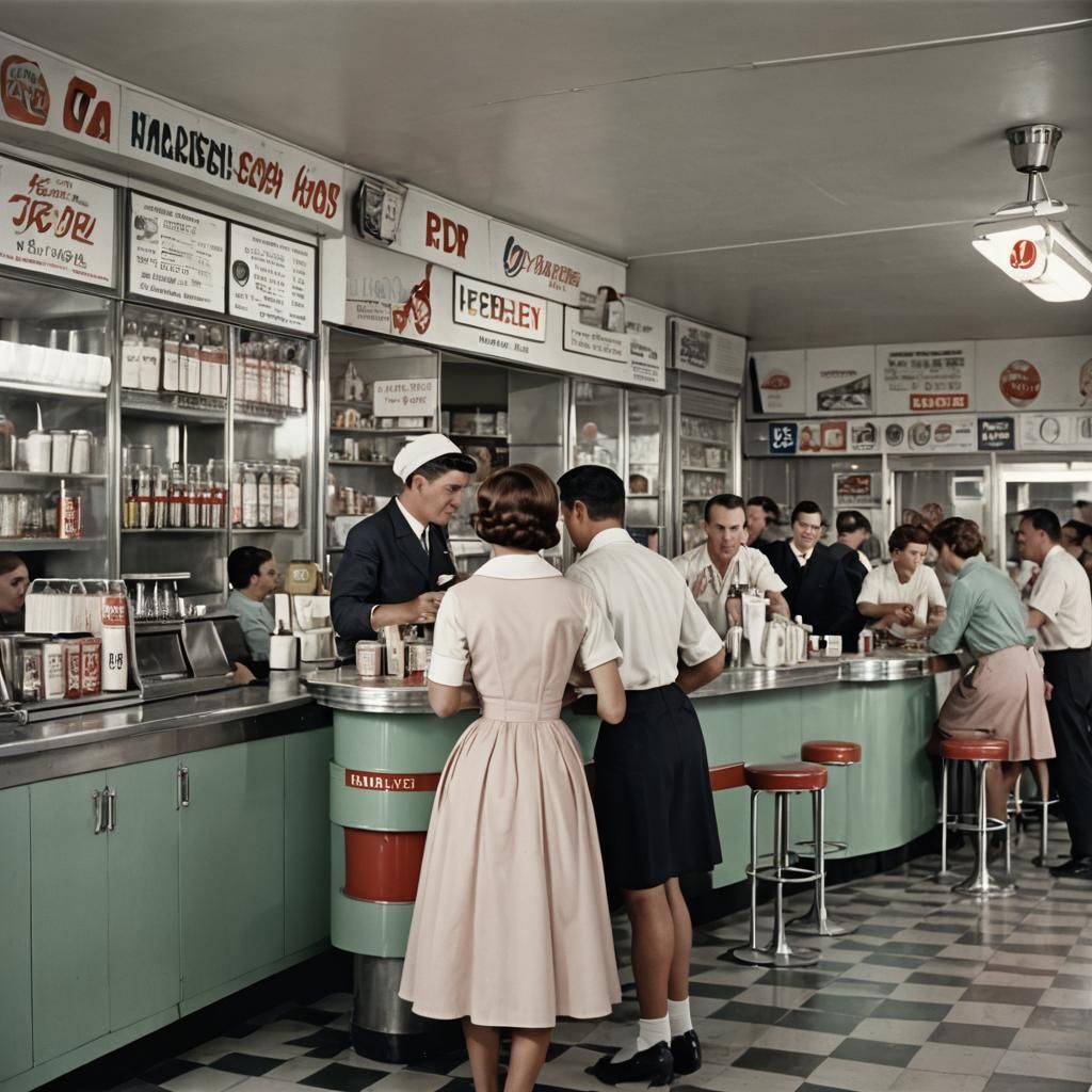 Retro Soda Shop Scene from 1962