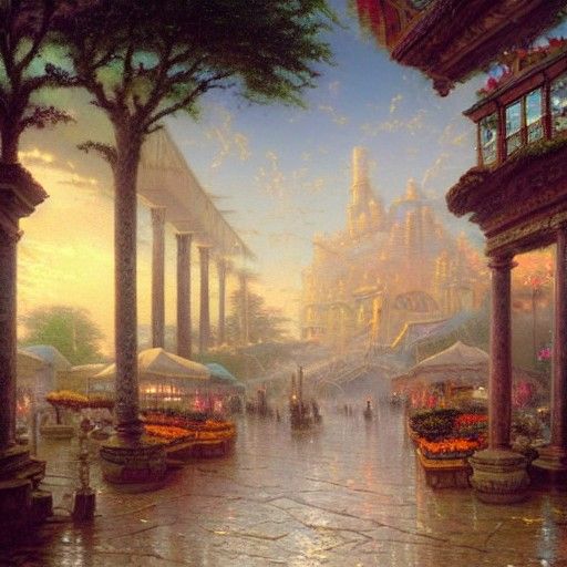 Ethereal Roman Market Entrance in Luminist Style