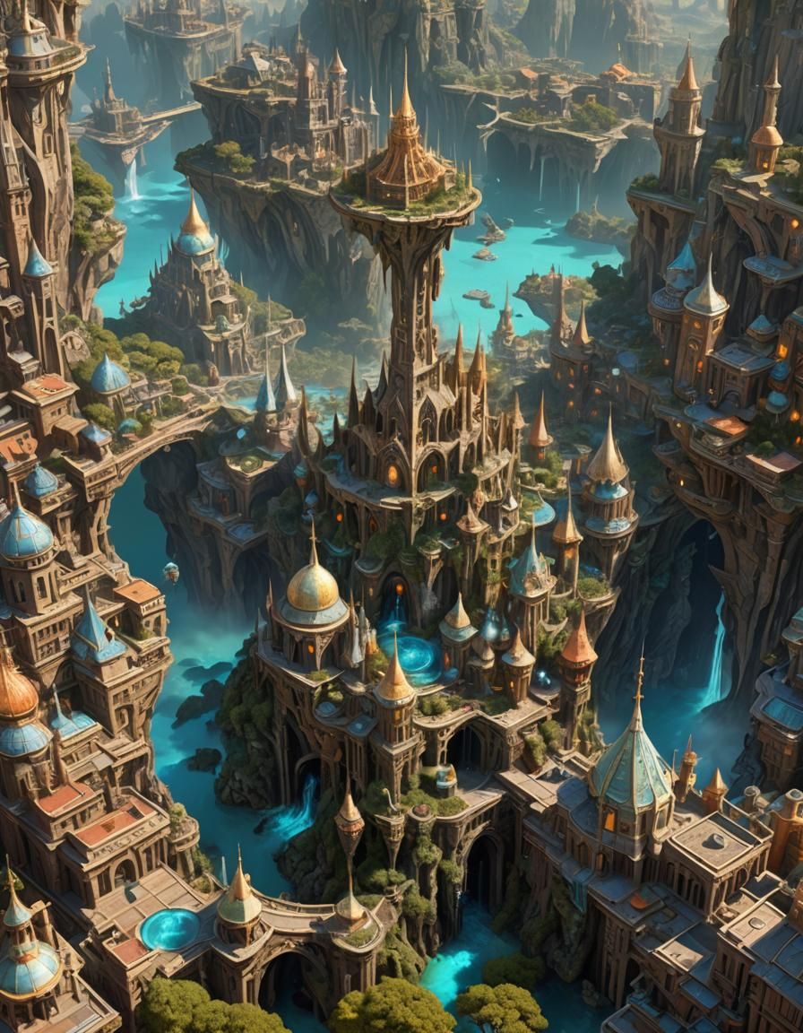 Agartha: Inner Earth City in D&D Style
