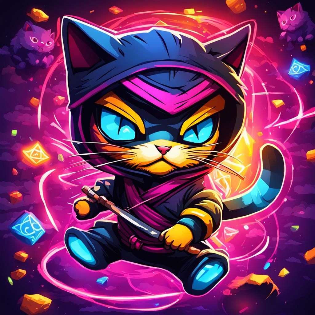 Ninja Kitten in Chaotic Club: High Contrast Game Icon