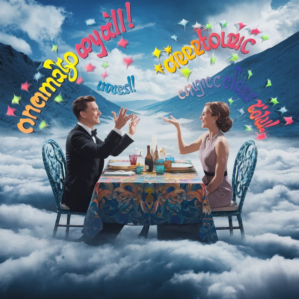 Cinematic Cloud Table with Animated Words