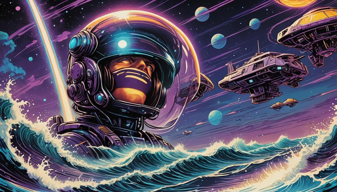 Retro-Futuristic Comic Book Art in Neon Colors