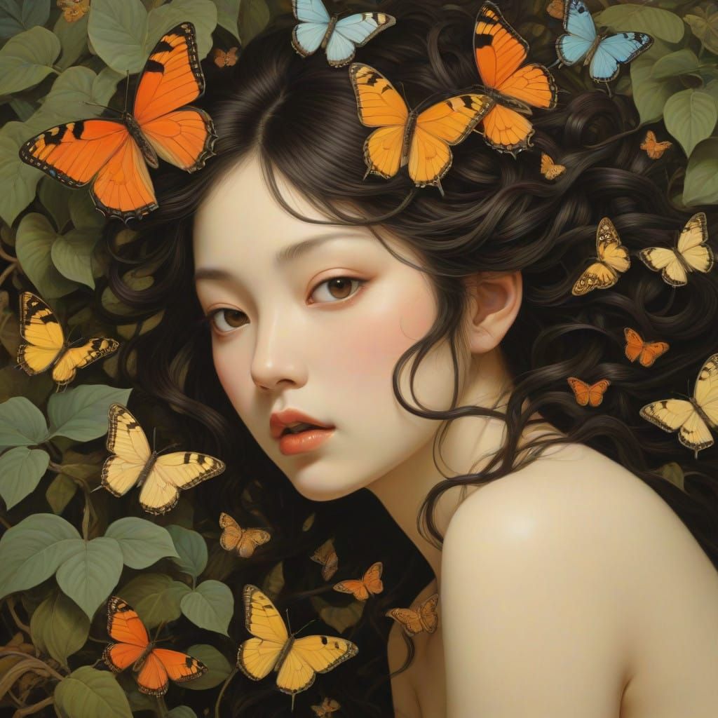 Seductive Medusa in a Cave Lures Butterflies with Sensual Ch...