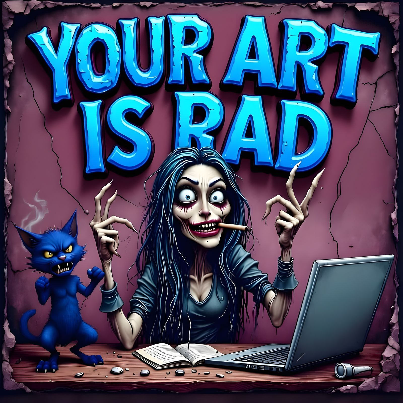 Change the color of only the cat to DEEP BLUE and (maintain ...