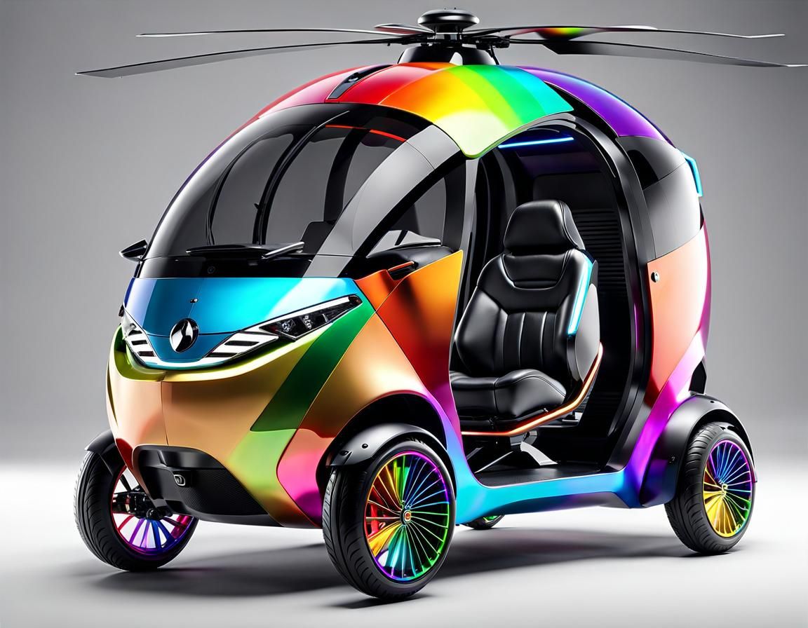 Futuristic Rainbow Personal Transport Vehicle in 3D