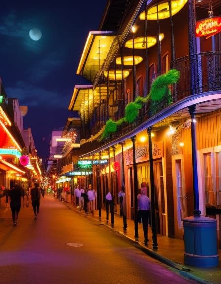 Bourbon Street Scene in Studio Ghibli Style