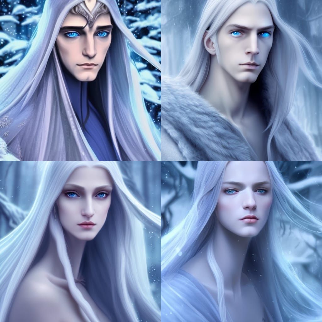 Elegant Winter Eladrin in Dark Fantasy Concept Art