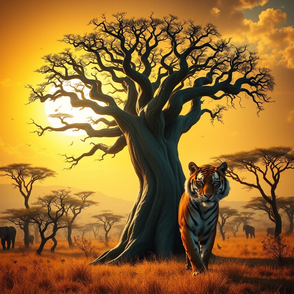 Regal Baobab Tiger Unites Fantasy and Reality